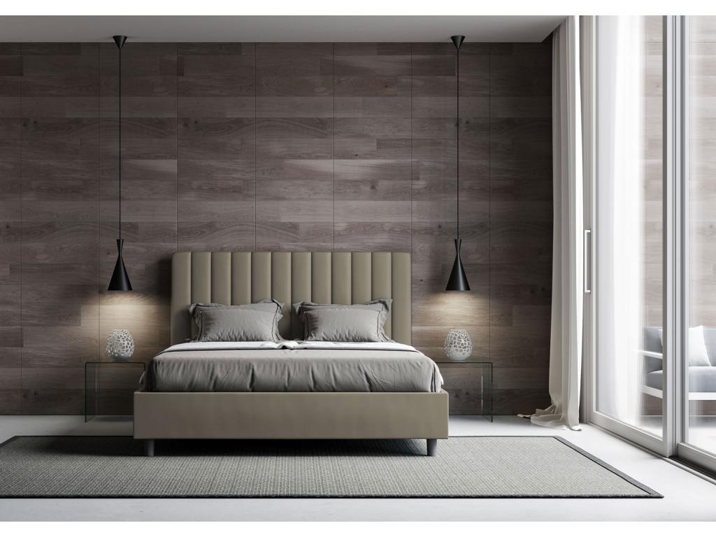 Lit avec sommier rembourrée 160x200 similicuir cappuccino Artigeo BKUY74336