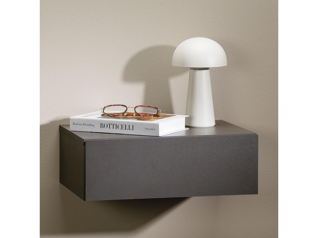 Chevet suspendu Cosymeub étagère murale avec 1 tiroir sans poignée en bois gris mat UXOK63636