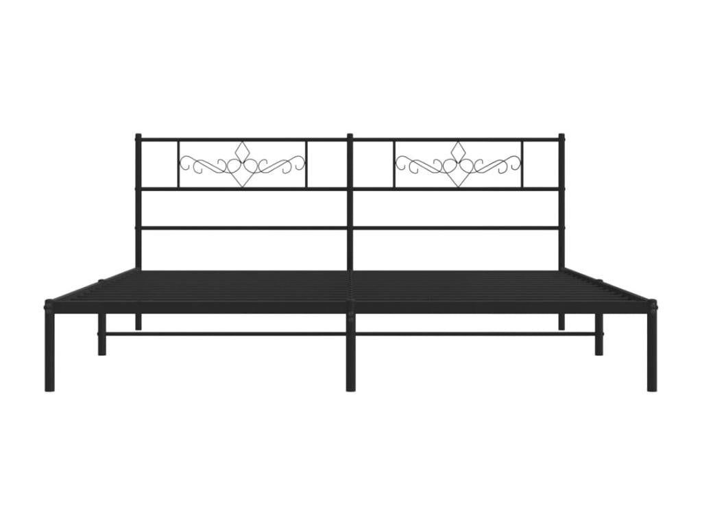 Cadre de lit métal avec tête de lit noir 180x200 EMDK36194
