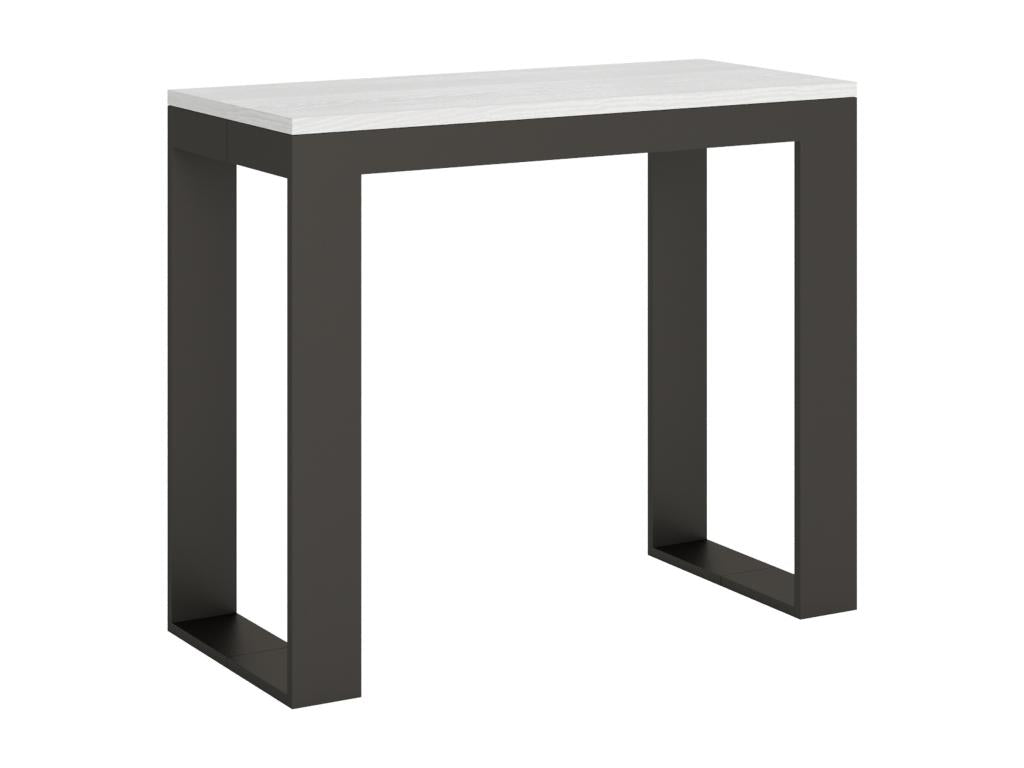 Console extensible 90x40/196 cm Tecno Evolution Small Frêne Blanc cadre Anthracite IHPP22388