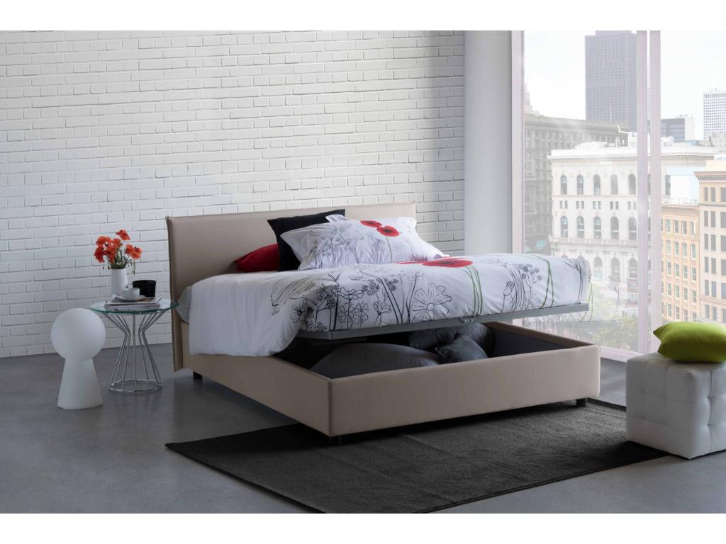 Lit double Cosymeub Lit coffre avec revêtement en tissu Made in Italy Ouverture frontale adaptée pour matelas 140x200 cm Cosymeub AZIN31009