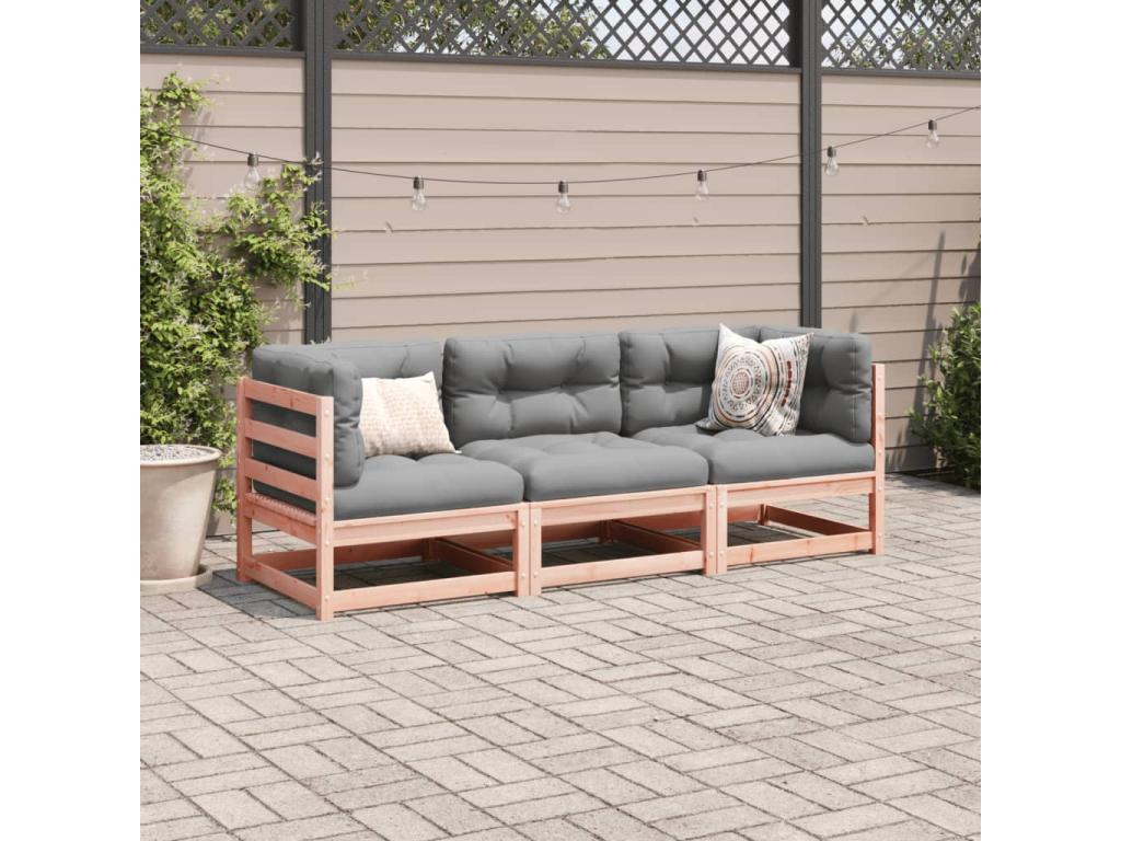 Salon de jardin 3 pcs et coussins bois massif sapin de Cosymeub HAQM43929