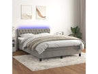 Sommier tapissier matelas et LED Gris clair 140x200 cm Velours BBVE62489