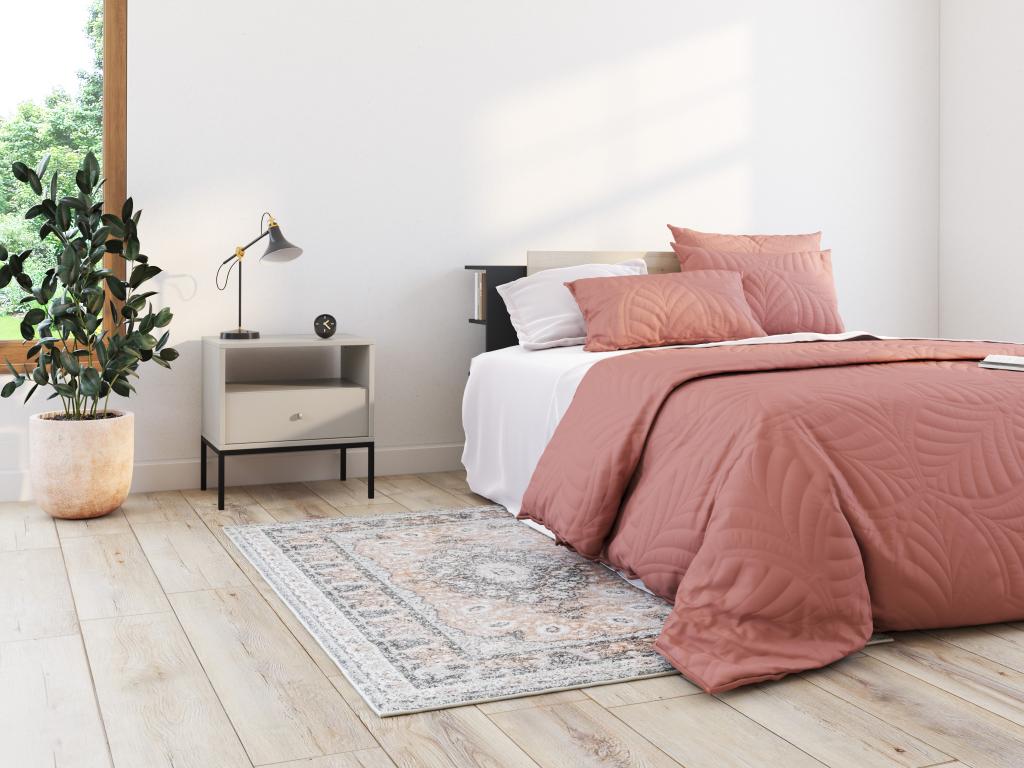 Lot de 2 tables de chevet - 1 tiroir et 1 niche - Beige - Cosymeub KKMP48378