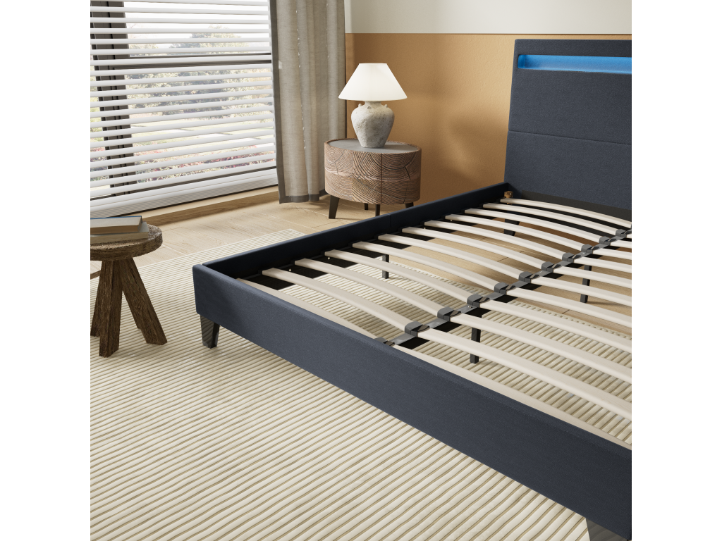 Lit Avec Éclairage LED Simili Noir 140x200 Cm SSOQ71101