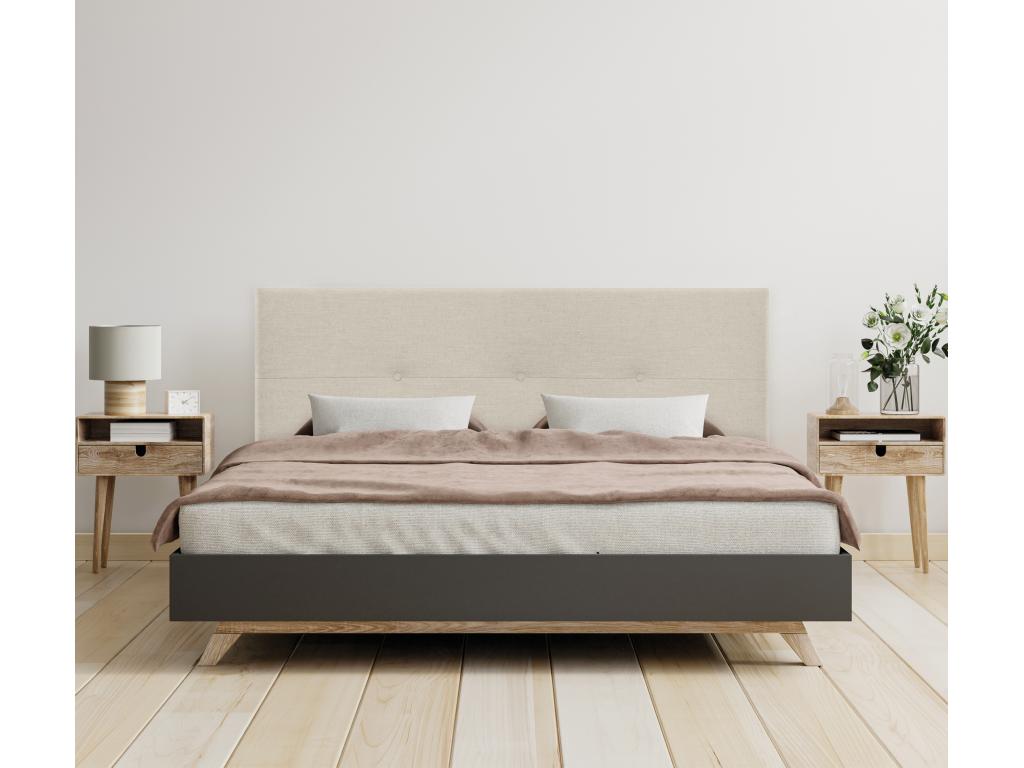 Cosymeub Tête de lit en lin naturel avec Boutons 160x105cm avec pieds Lits 150/160 - Cosymeub PQLA57008
