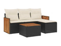 Salon de jardin 5 pcs avec coussins noir résine tressée OACO26365