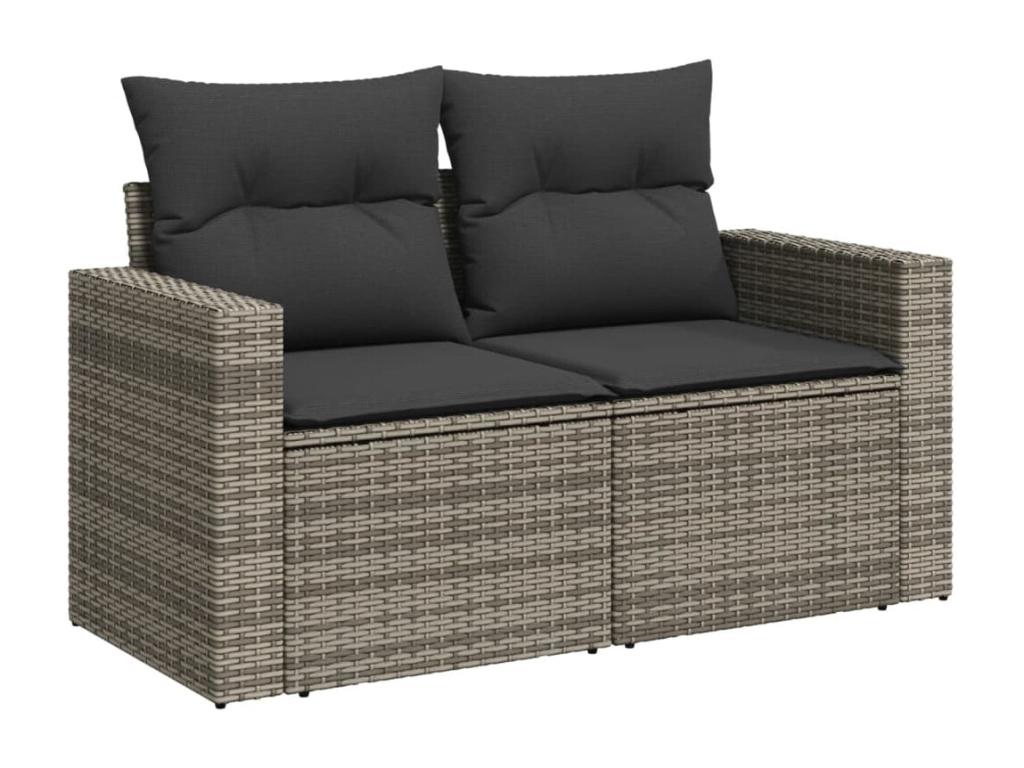 Salon de jardin 5 pcs avec coussins gris résine tressée VXYX90840