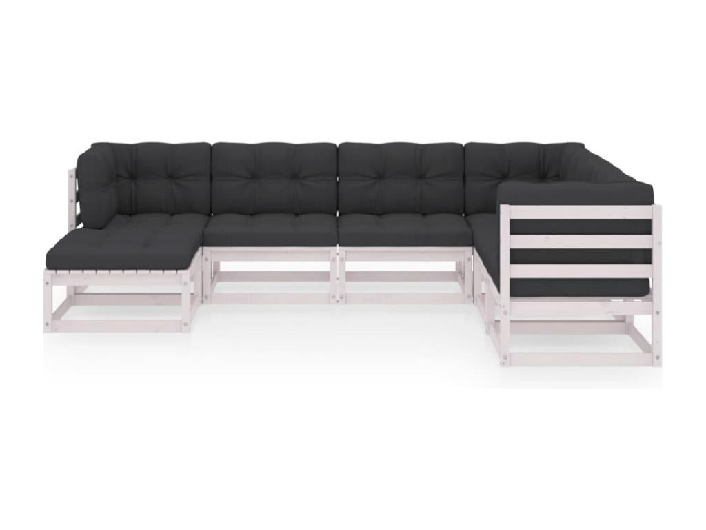 Salon de jardin 7 pièces avec coussins Bois de pin massif AJLM79804