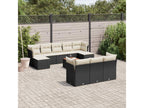 Salon de jardin 11 pcs avec coussins noir résine tressée HBKF73977