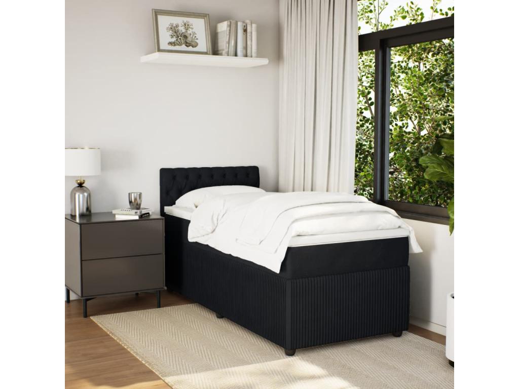 Sommier à Cosymeub de lit avec matelas Noir 100x200 cm Velours OBRC97498