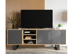Meuble TV avec 3 portes et 1 niches - carcasse chêne Cosymeub façades graphite mat - 150 cm pieds en métal LHKP66624