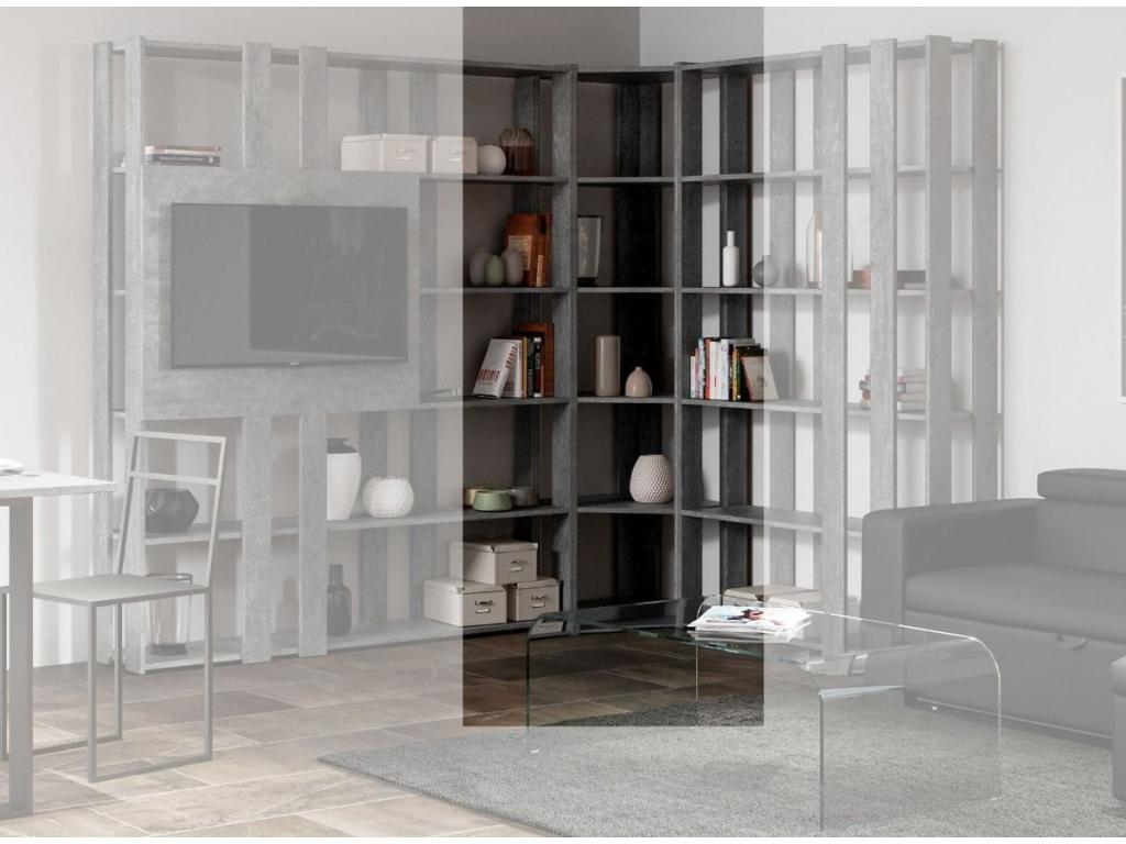 Bibliothèque d'angle 5 niveaux gris béton Cosymeub BL 60cm KFGQ59646