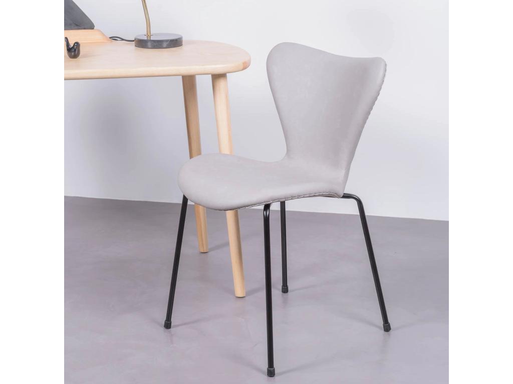 Chaise vintage tapissée de similicuir usé - Seven - Gris AFXJ49336