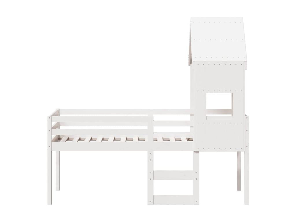 Lit haut sans matelas blanc 75x190 cm bois de pin massif CBOO33336