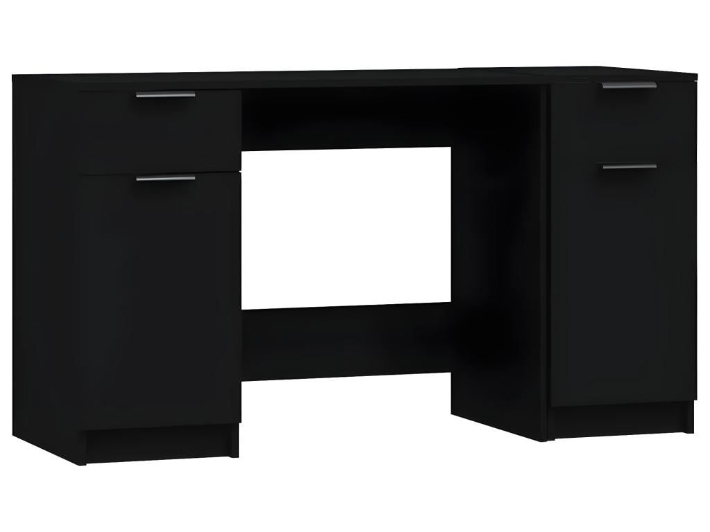 Bureau avec armoire latérale Noir Bois d'ingénierie LKVE86084
