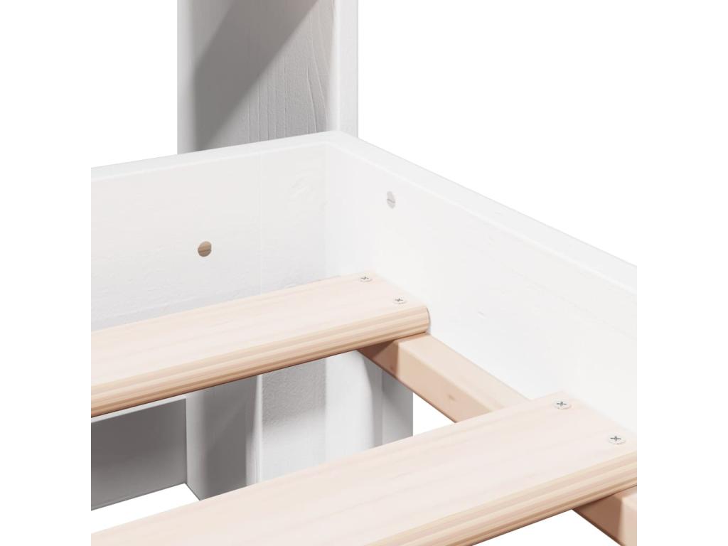 Lit bibliothèque sans matelas blanc 140x190 cm bois pin massif PUNH68629