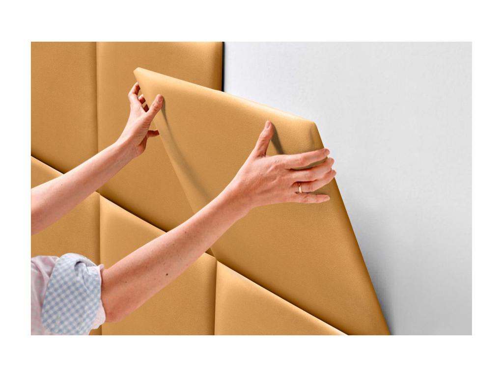 Cosymeub Tête de lit capitonnée en similicuir de qualité Cosymeubérieure composée de panneaux autocollants interchangeables dorés 120 cm FLIR70839