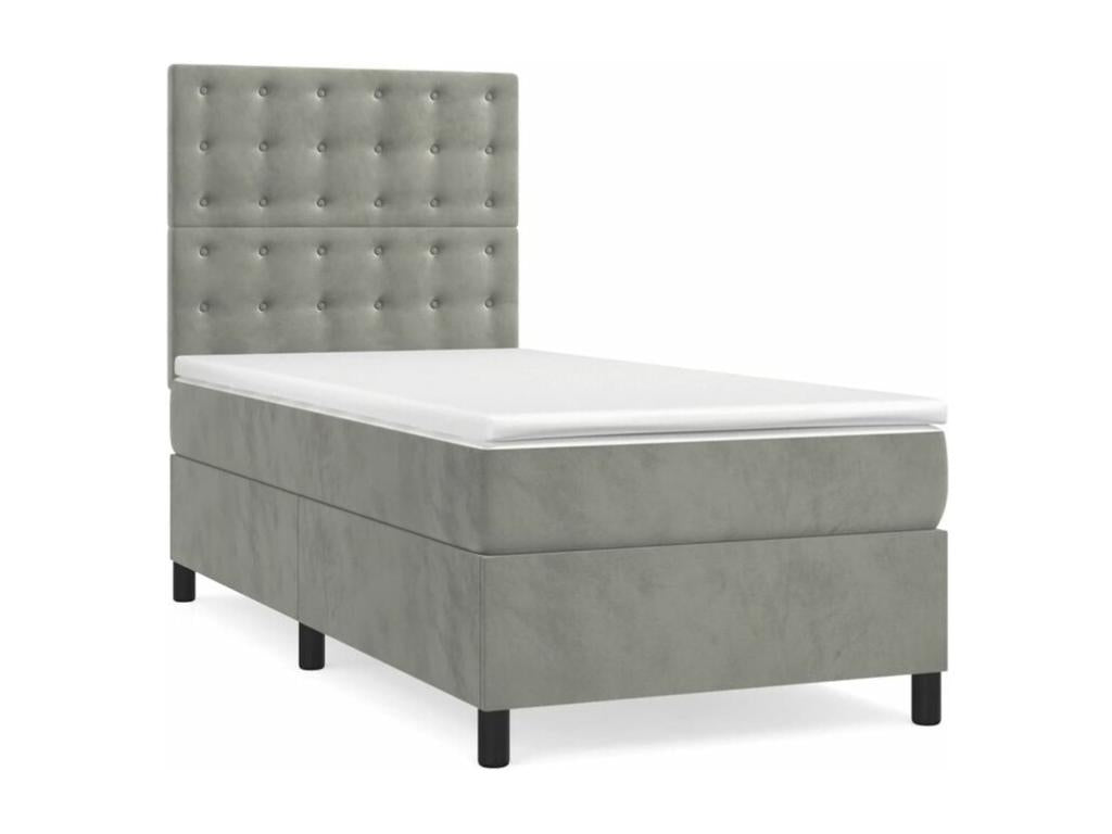Sommier à Cosymeub de lit et matelas et LED Gris clair 90x190 KHQC04588