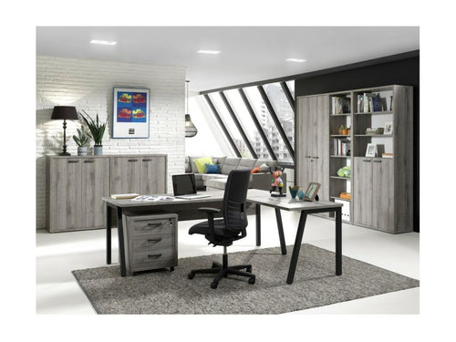 Bureau droit 150cm chêne gris Sherman / noir – Collection Cosymeub – Design professionnel GFDY05804