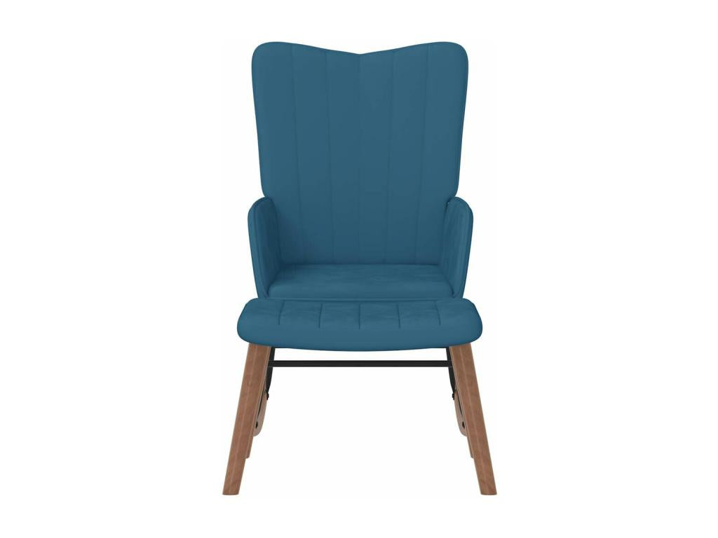 Chaise à bascule avec repose-pied Bleu Velours DITW48154