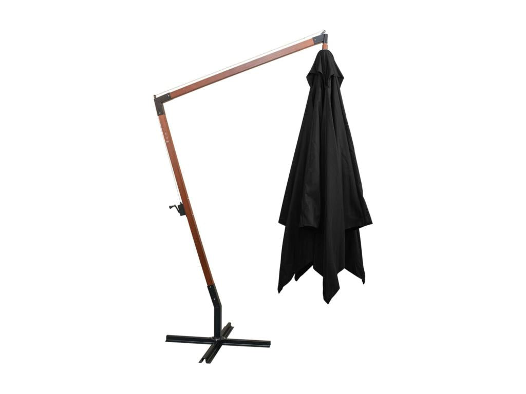 Parasol suspendu avec mât Noir 3x3 m Massif Bois de sapin YQCF76407