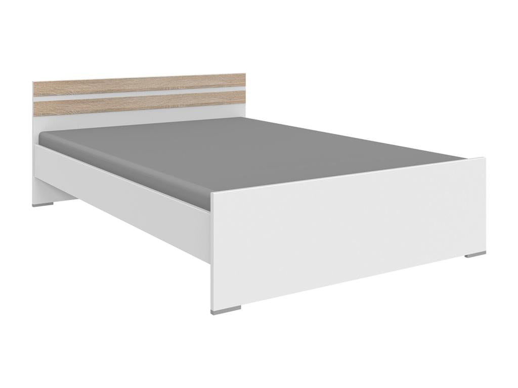 Lit pour enfant coloris Blanc rechampis imitation chêne - L- 204 x H- 71 x largeur 126 cm JVGJ30320