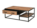 Cosymeub-Table basse 2 tiroirs 120x70 bois de Manguier massif et métal HWFS92197