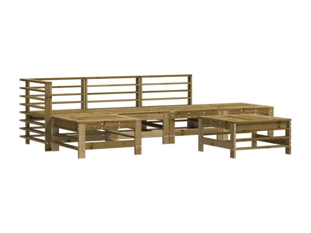Salon de jardin 6 pcs avec coussins bois de pin imprégné ROFZ99891