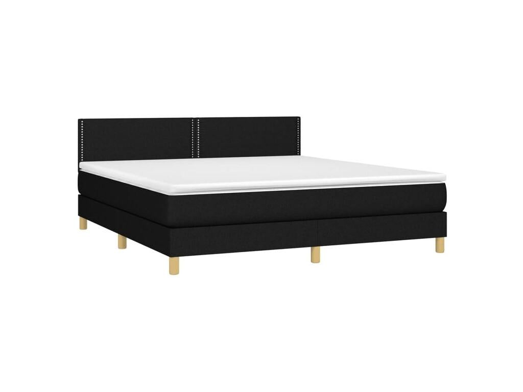 Sommier à Cosymeub de lit avec matelas Noir 180x200 Tissu NSQK37632