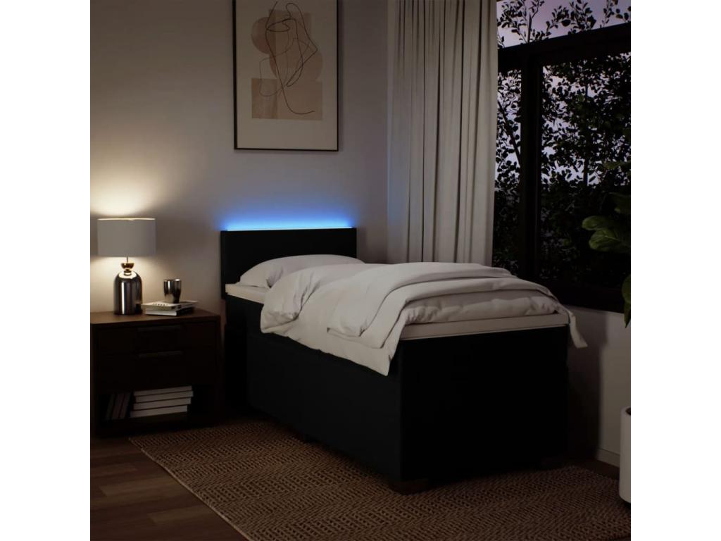 Sommier à Cosymeub de lit et matelas Noir 80x200 cm Tissu YGVC84454