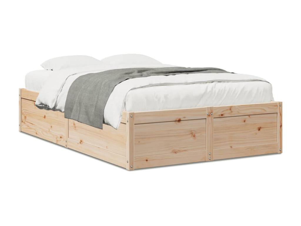 Cadre de lit sans matelas 135x190 cm bois de pin massif IKQQ92136