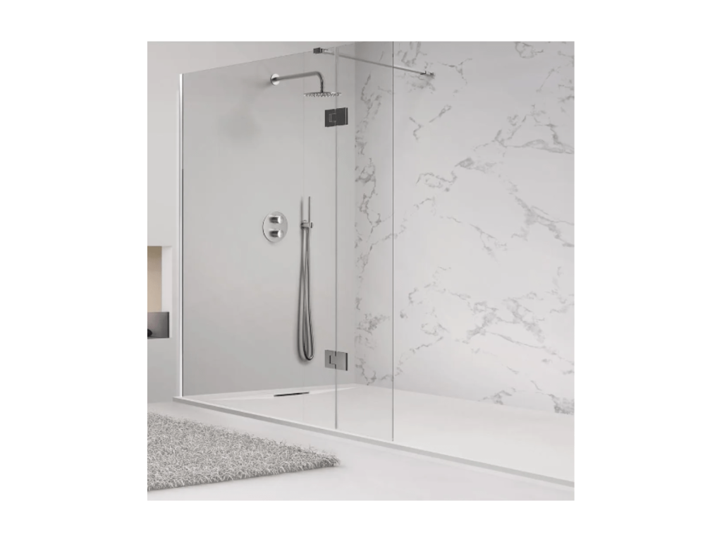 Receveur de douche 120x85 cm GRIS Cosymeub Ligne Cosymeub PLUS en résine et poudre de marbre avec grille latérale en résine de marbre IDXR94535