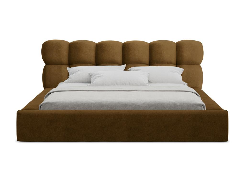 Lit rembourré avec rangement 220x240 - en Cosymeub - moutarde - Cosymeub SCNX95242