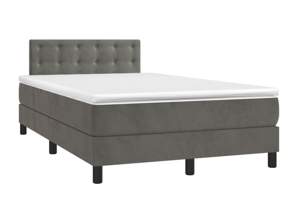 Lit à sommier tapissier et matelas Gris foncé 120x200cm Velours KDJR01049