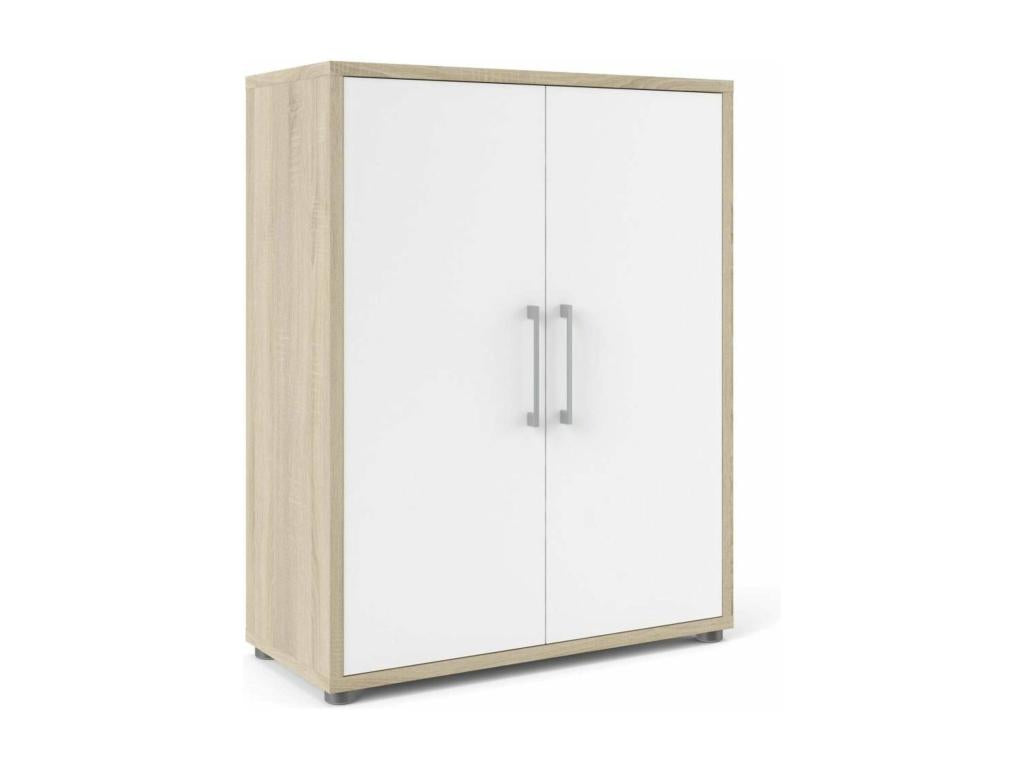 Buffet Cosymeub Buffet du salon Commode de salon Garde-manger de cuisine 89x40 h113 cm Chêne et Blanc WIYA57591