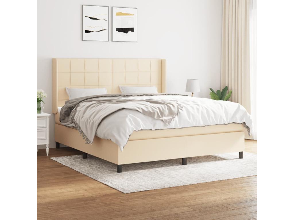 Lit à sommier tapissier avec matelas Crème 180x200 cm Tissu VFCO80679
