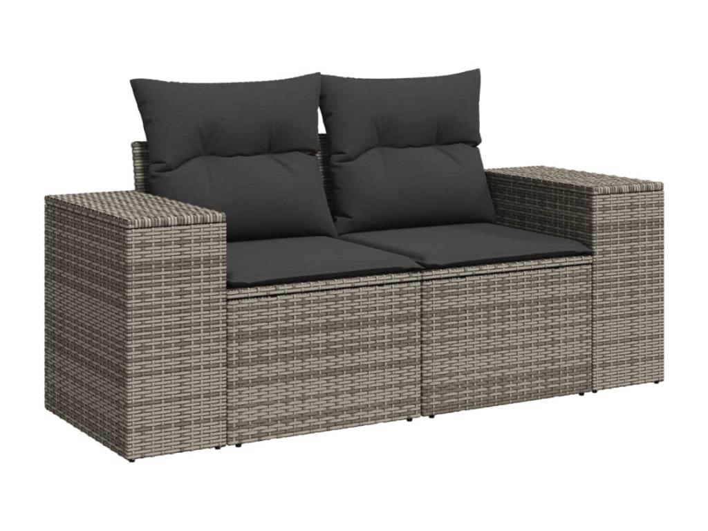 Salon de jardin avec coussins 10 pcs gris résine tressée IDEY38780