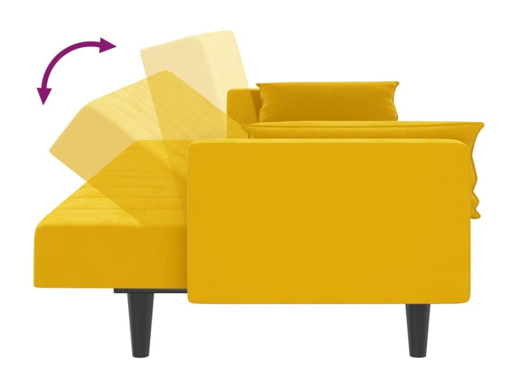 Canapé-lit à 2 places avec deux oreillers Jaune Velours DNRW58163
