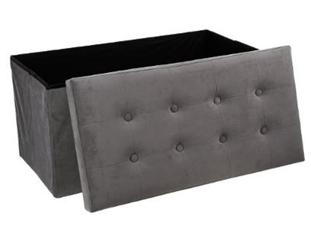 Coffre/pouf pliable en MDF et polyuréCosymeub couleur grise - Dim L76 x l38 x H38 cm IJIA98379