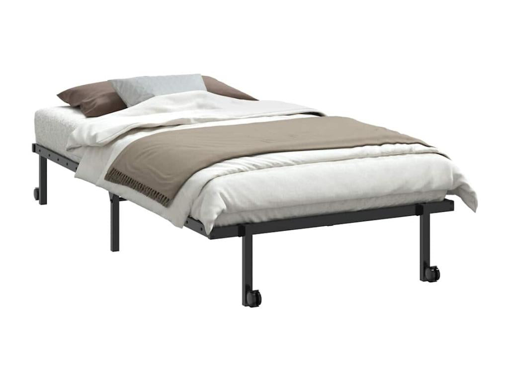 Cadre de lit sans matelas pliable noir 100x190 cm acier SXGH47057