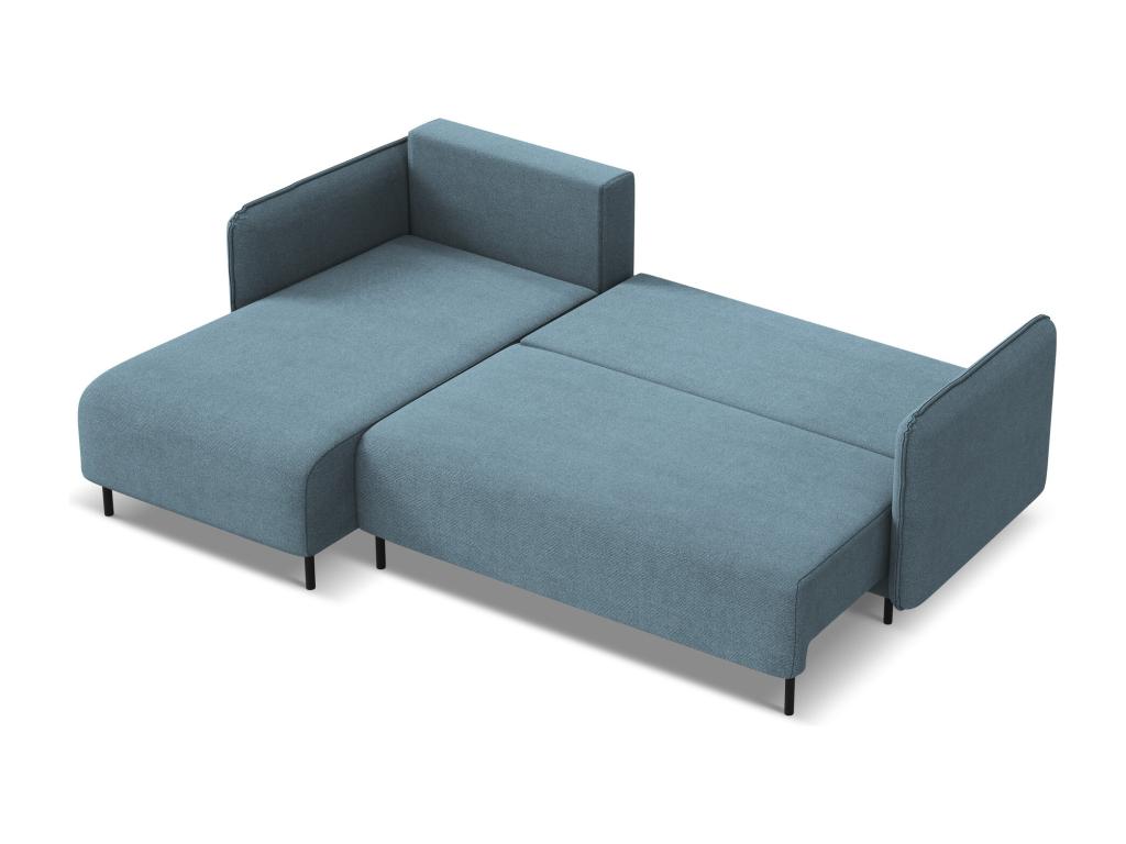 Canapé d'angle gauche convertible en tissu texturé - bleu clair - Cosymeub VCMF40298