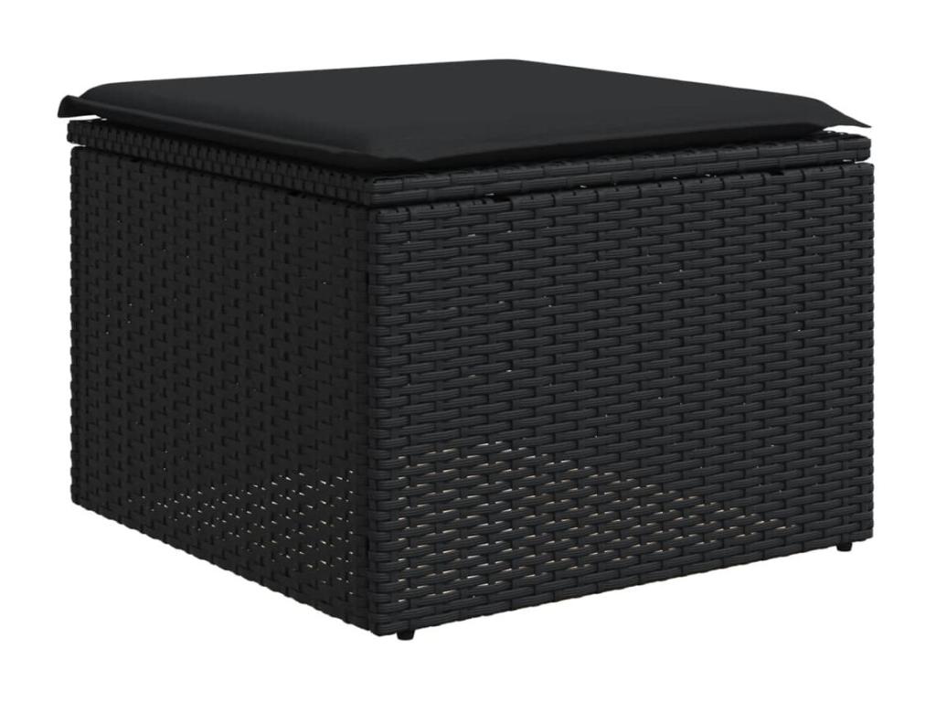 Salon de jardin 10 pcs avec coussins noir résine tressée ATJL11556