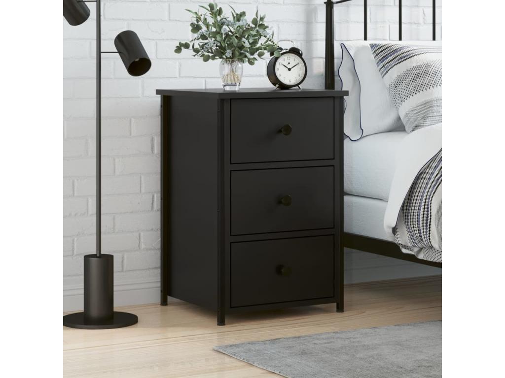 Table de chevet noir 40x36x60 cm bois d'ingénierie WYUK04324