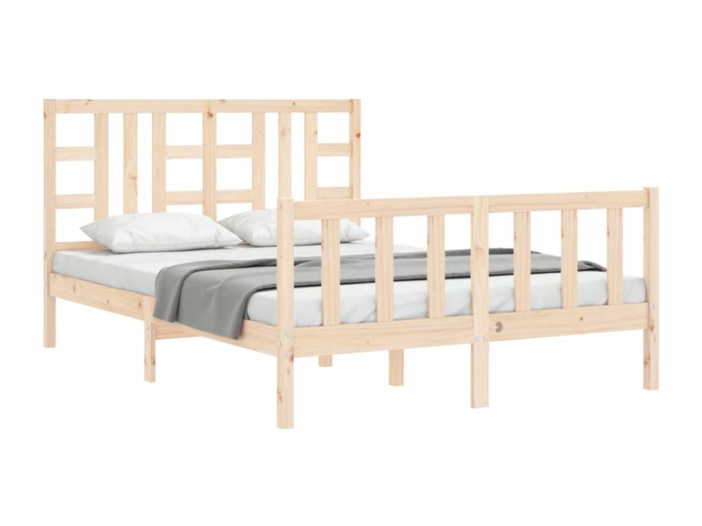 Cadre de lit avec tête de lit double bois massif VYQU65698