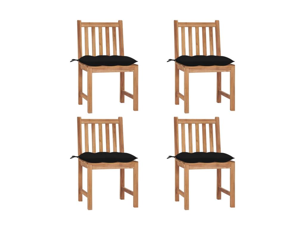 Chaises de jardin 4 pcs avec coussins Bois de teck massif 20 EZBB96223