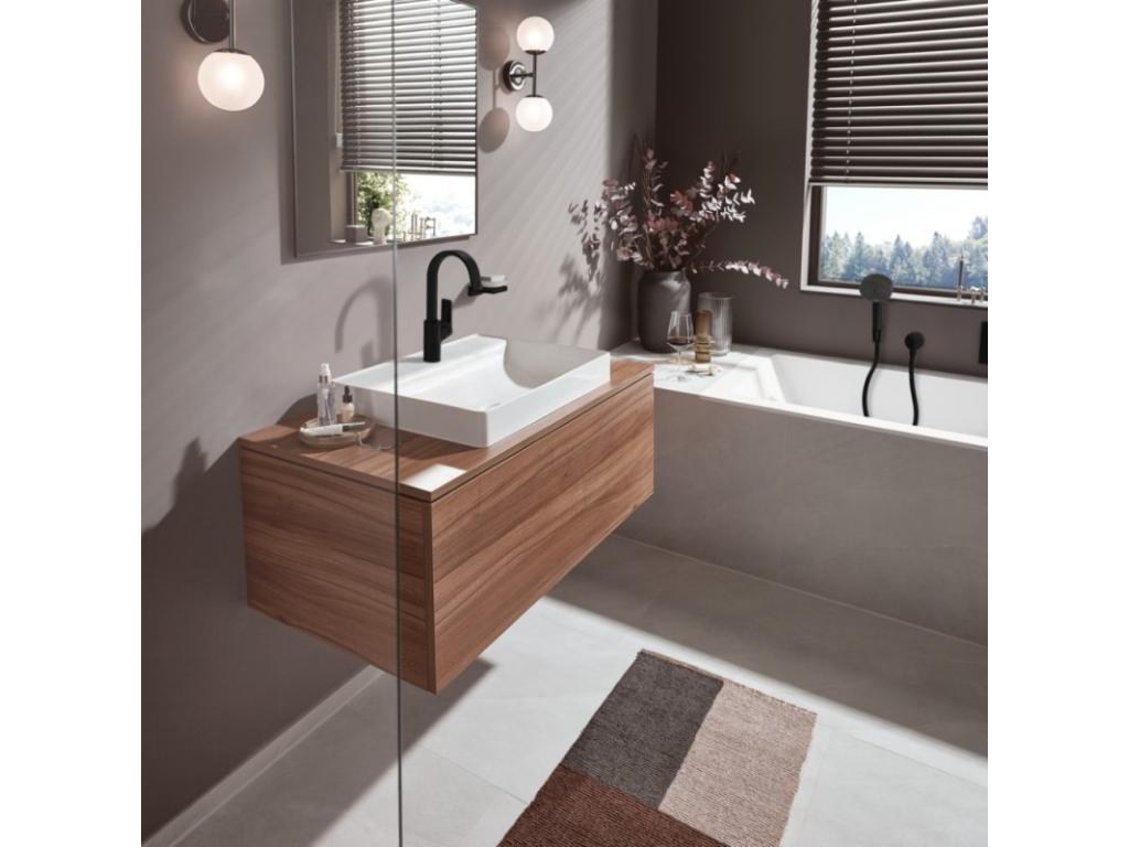 Cosymeub Mitigeur de lavabo 210 avec bec pivotant à 120 sans tirette ni vidage noir mat TSFR43511