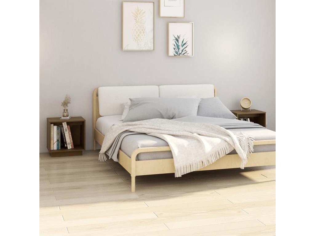 Tables de chevet 2pcs Marron miel 40x30x40cm Bois de pin solide USSY26997