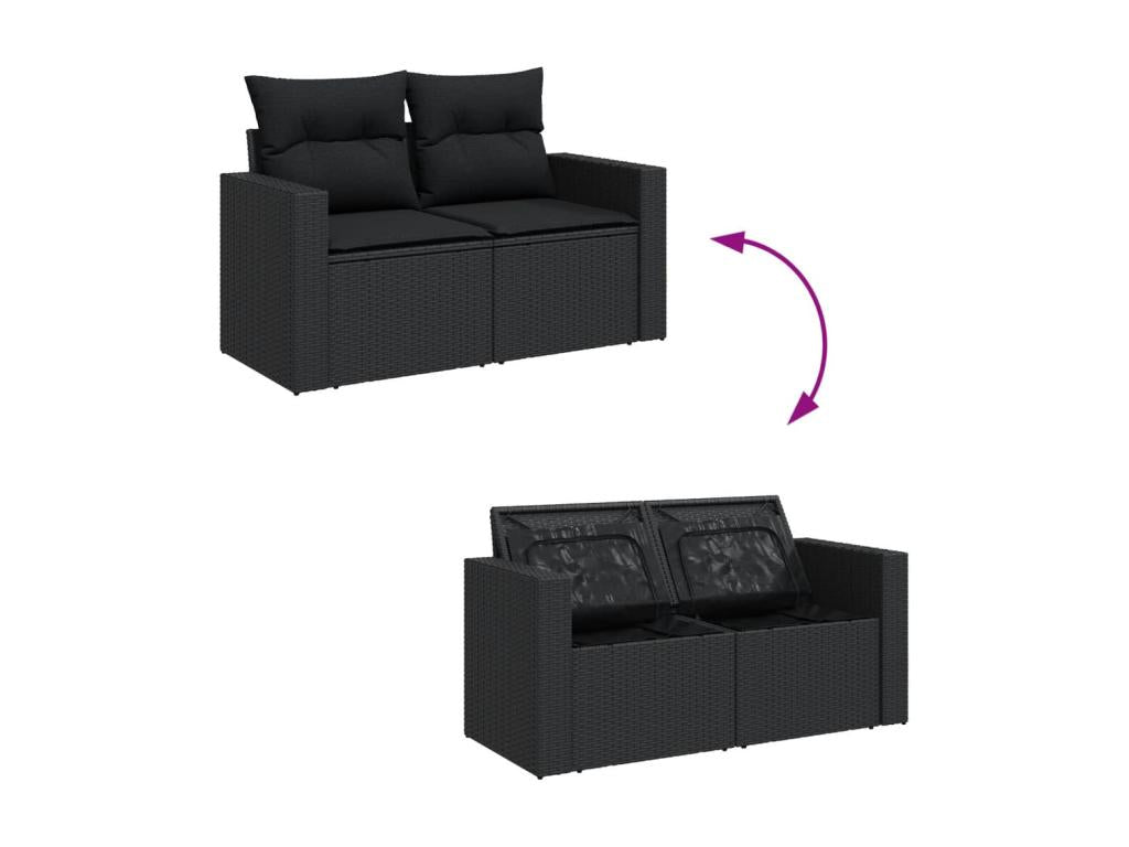 Salon de jardin 12 pcs avec coussins noir résine tressée KGDH40536