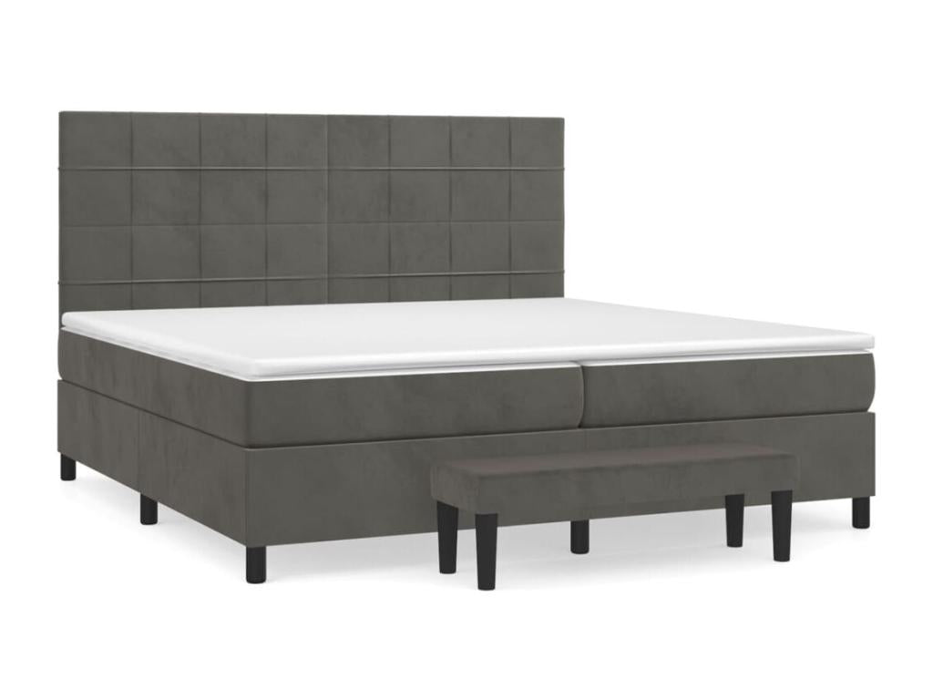 Lit à sommier tapissier et matelas Gris foncé 200x200cm Velours MEKL11451